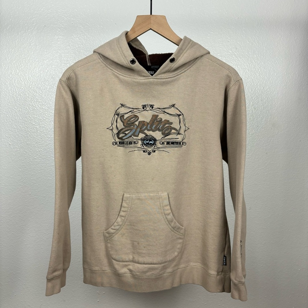Vintage SPLIT Hoodie Women’s Medium Beige Punk Skater Grunge Blind Hook Ups